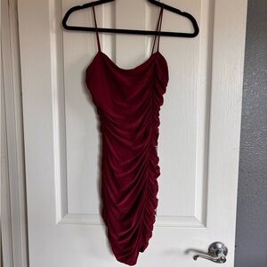Windsor Burgundy Ruched Mini Dress